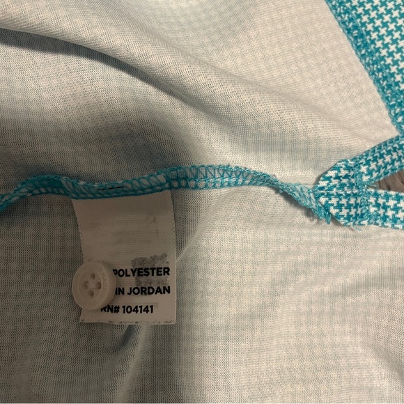 Walter Hagen Men XXL Golf Polo Aqua Blue Microcheck Moisture Wicking Performance - Picture 4 of 8